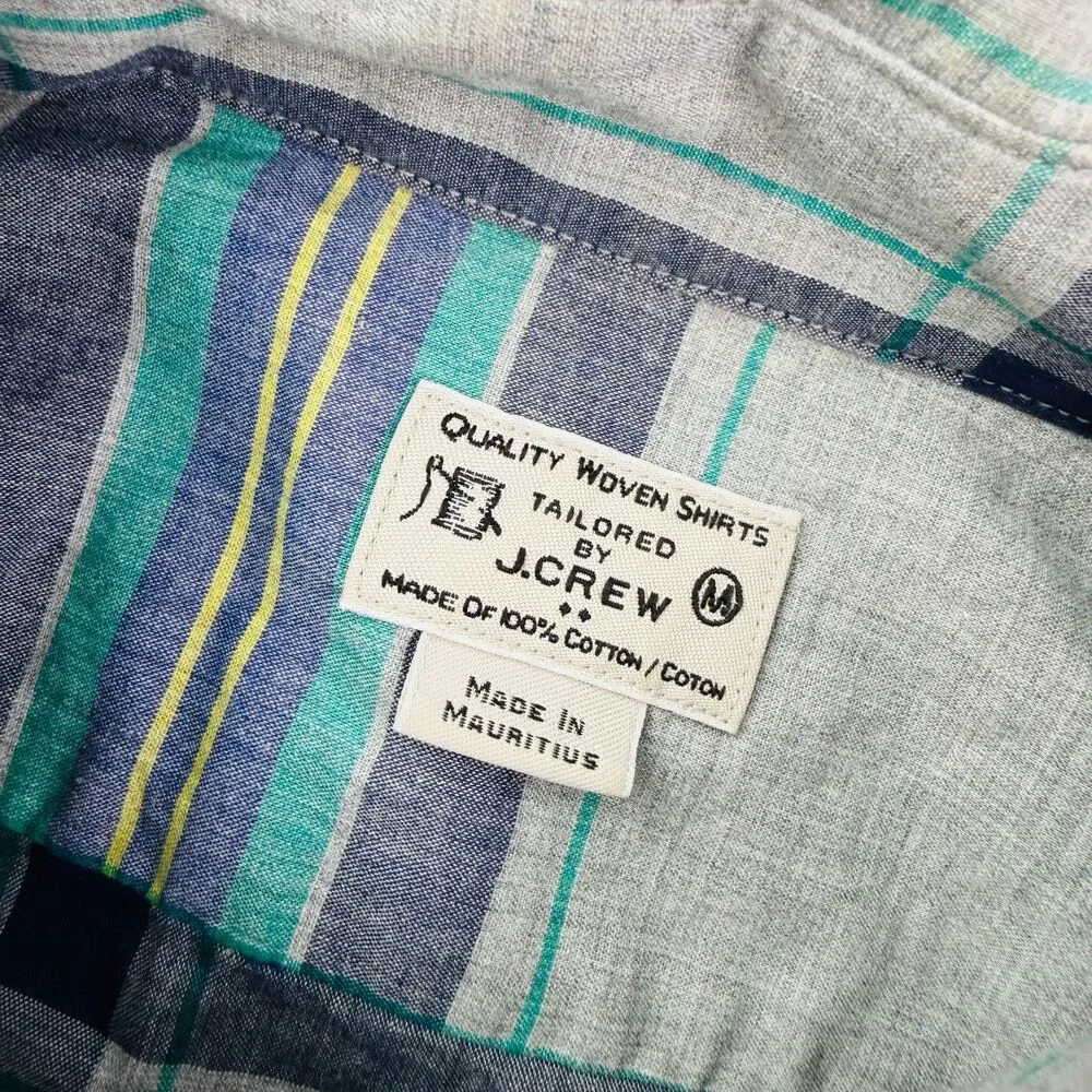 J. Crew Blue Green Plaid Button Down Medium